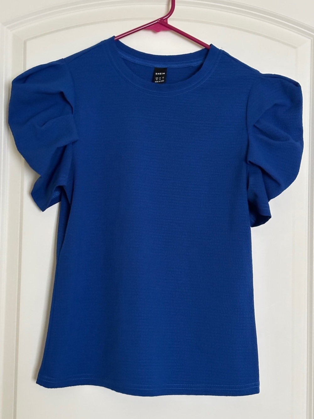 Blue Puff Sleeve Women's Top